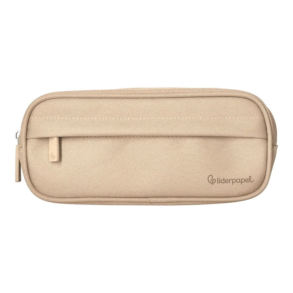 Estojo Escolar Liderpapel Classic Oval 2 Fechos C/ Bolso Frontal 210x90mm Creme