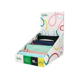 Expositor C/ 18 Estojos Escolares Liderpapel Planos Largos C/ Fecho 200x100mm Cores Sortidas