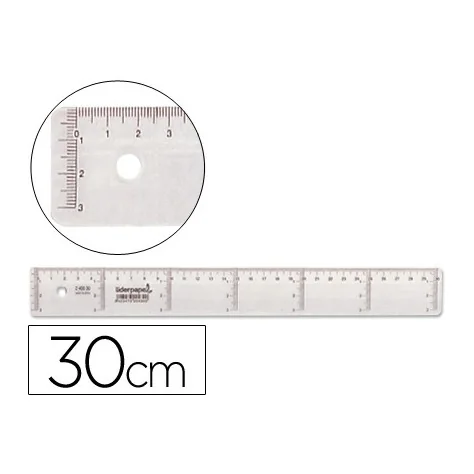 Régua Plástica Cristal Transparente Liderpapel 30cm
