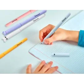 Expositor 250 Esferográficas Fantasia Liderpapel Animal Town Apagável Tinta Azul