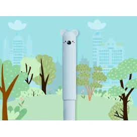 Expositor 250 Esferográficas Fantasia Liderpapel Animal Town Apagável Tinta Azul