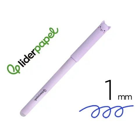 Esferográfica Fantasia Liderpapel Animal Town Apagável Tinta Azul Gato