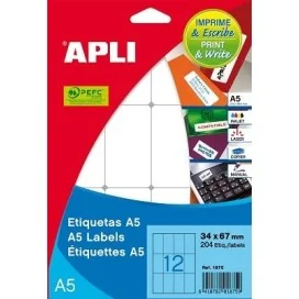 85126001863 - Etiquetas Adesivas Brancas APLI A5 1863 13x50mm 600 Etiq.