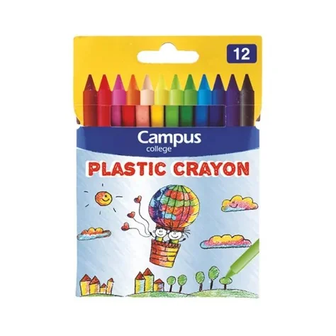 8426307024655 - Lápis de Cera Campus College Plastic Crayon Cx. 12uni