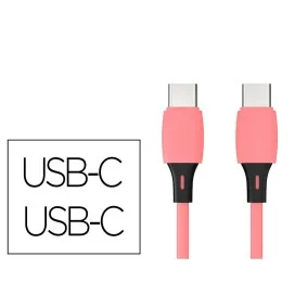 Cabo USB-C a USB-C Q-Connect PVC 1M Rosa