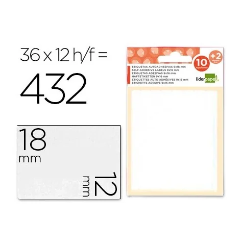 Etiquetas Adesivas Liderpapel 10 + 2 Folhas 12x18mm 432 Etiquetas