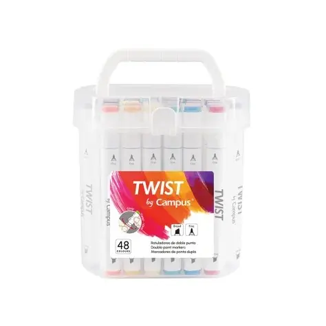 Marcadores Ponta Dupla Campus University Twist Double 48 Cores