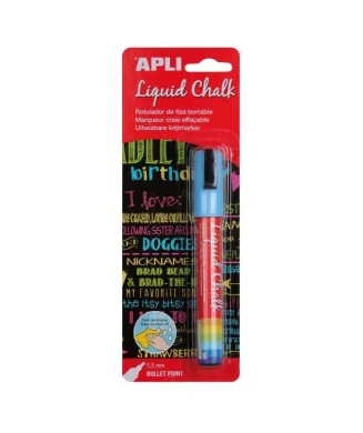 Marcador de Giz Liquido Apli Ponta Redonda 5.5mm 13955 Azul
