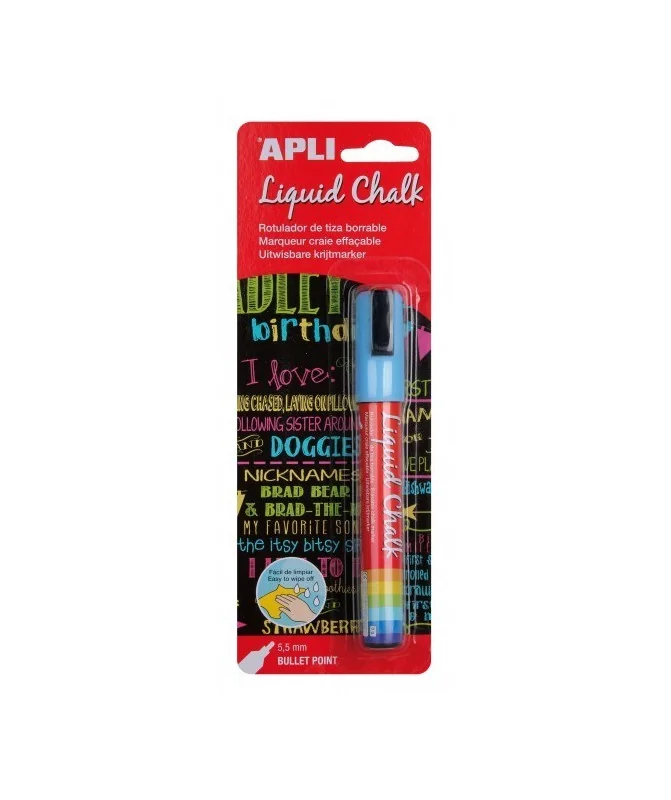 Marcador de Giz Liquido Apli Ponta Redonda 5.5mm 13955 Azul